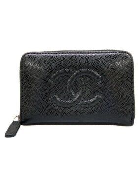 Chanel Coin Purse Black Zip Around